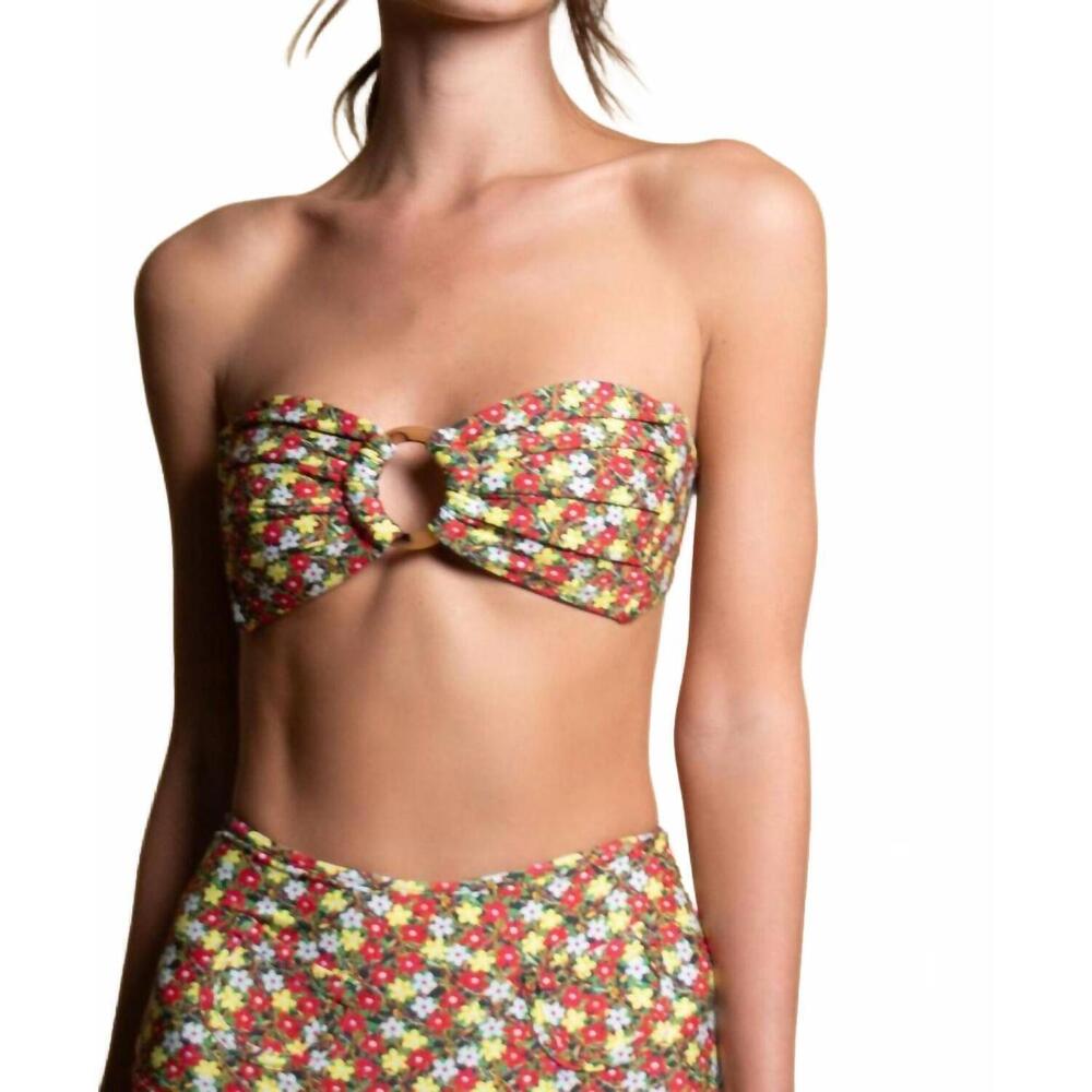 NEW MONTCE tori ties bandeau bikini top in sienna floral